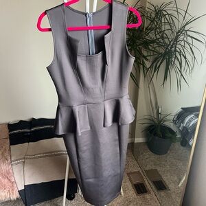Elegant Gray Peplum Dress